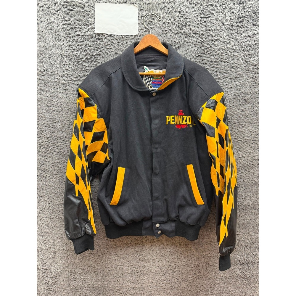 Vintage Jeff Hamilton Racing Collection Pennzoil Racing Jacket Black Mens Size S